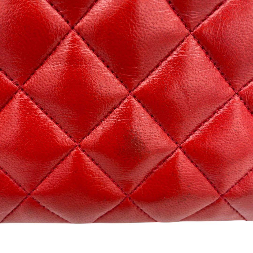 CHANEL シャネル チェーンショルダーバッグ ミニマトラッセ サテン×ラムスキン レッド ブラック 0番台