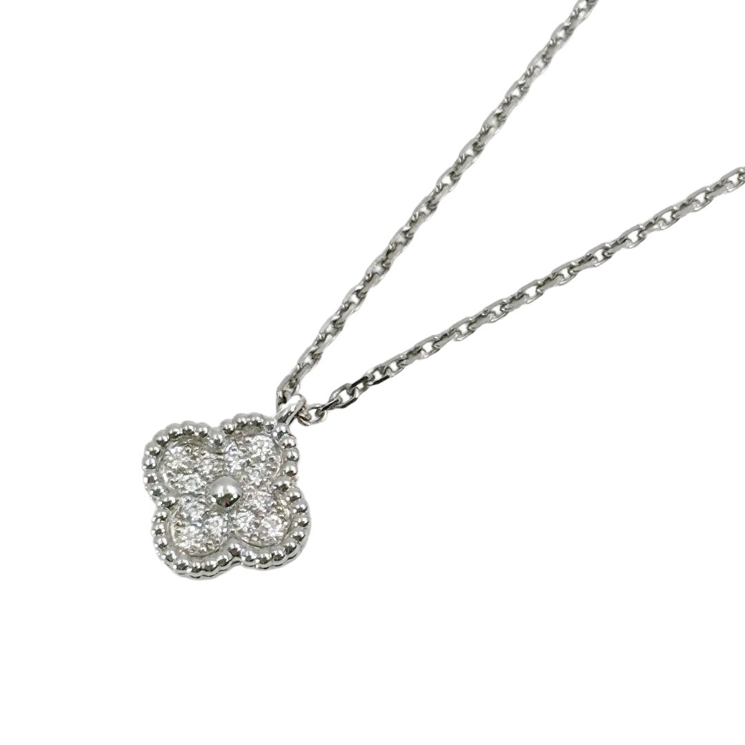 Van Cleef & Arpels ヴァンクリーフ&アーペル スウィートアルハンブラ ペンダント ネックレス ダイヤモンド Au750 ホワイトゴールド 3.5g