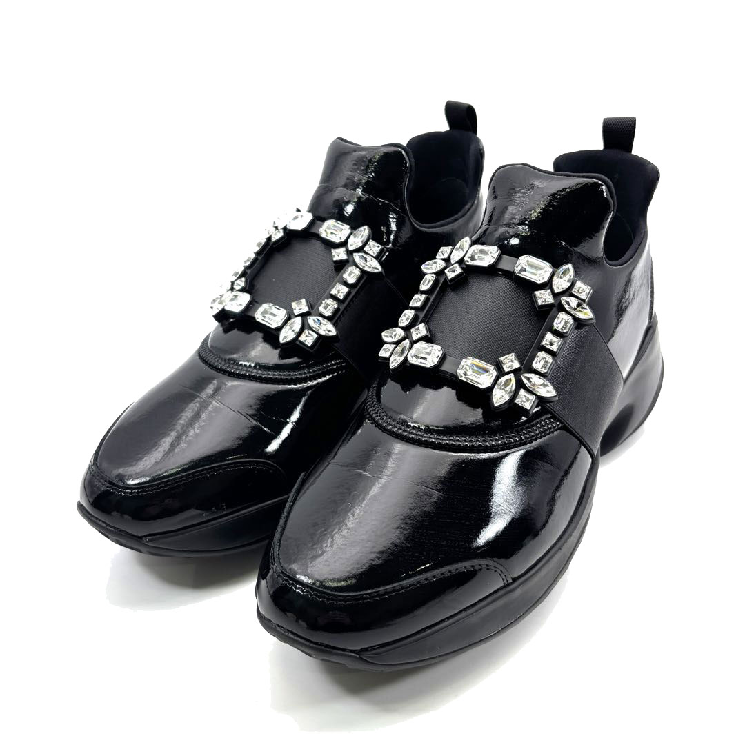 ROGER VIVIER ロジェヴィヴィエ ヴィヴラン スニーカー 40(約27.0cm) パテントレザー ビジュー ブラック