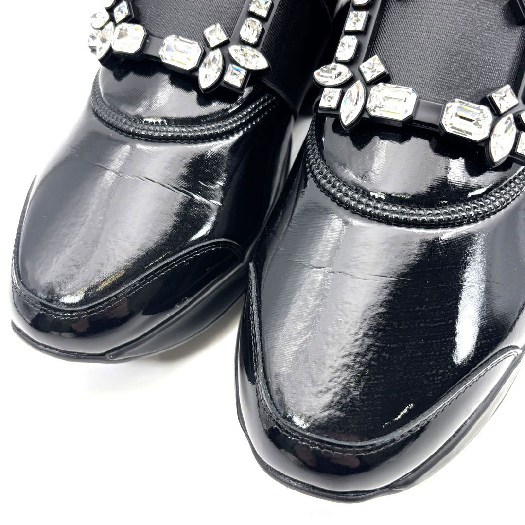 ROGER VIVIER ロジェヴィヴィエ ヴィヴラン スニーカー 40(約27.0cm) パテントレザー ビジュー ブラック