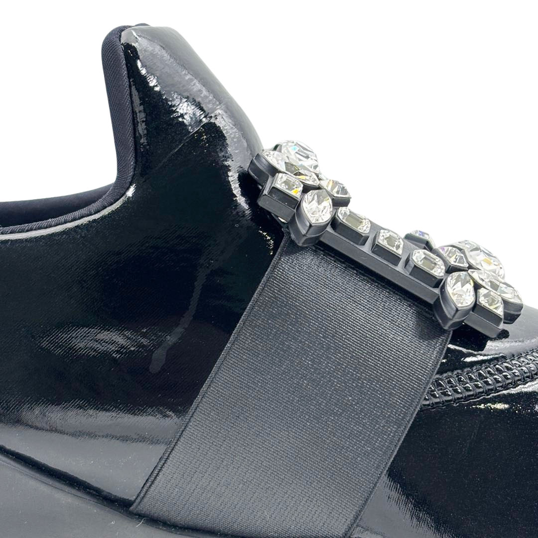 ROGER VIVIER ロジェヴィヴィエ ヴィヴラン スニーカー 40(約27.0cm) パテントレザー ビジュー ブラック
