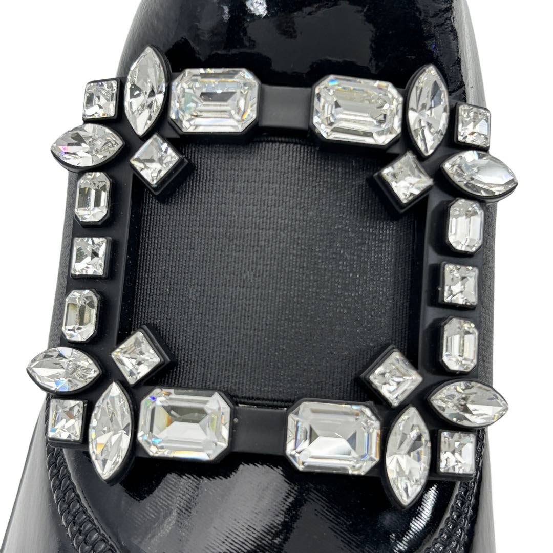 ROGER VIVIER ロジェヴィヴィエ ヴィヴラン スニーカー 40(約27.0cm) パテントレザー ビジュー ブラック