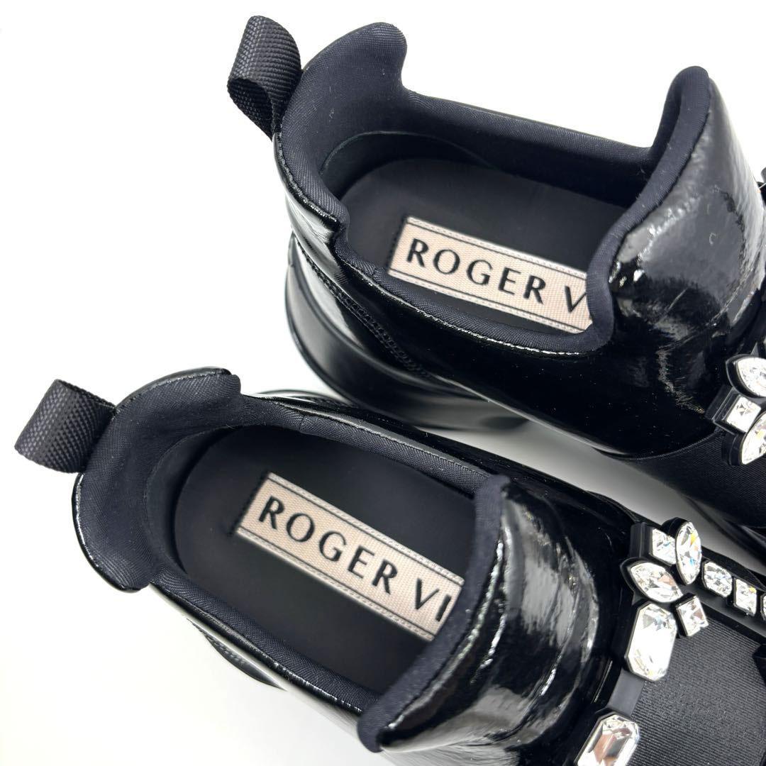 ROGER VIVIER ロジェヴィヴィエ ヴィヴラン スニーカー 40(約27.0cm) パテントレザー ビジュー ブラック