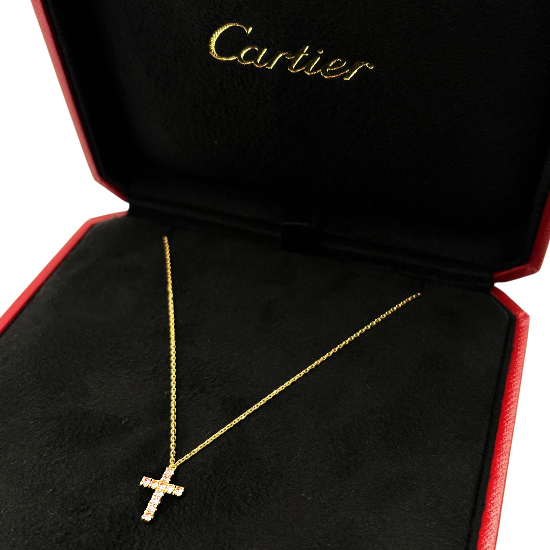 Cartier カルティエ シンボル クロスネックレス ピンクサファイア Au750(K18PG) 2.8g