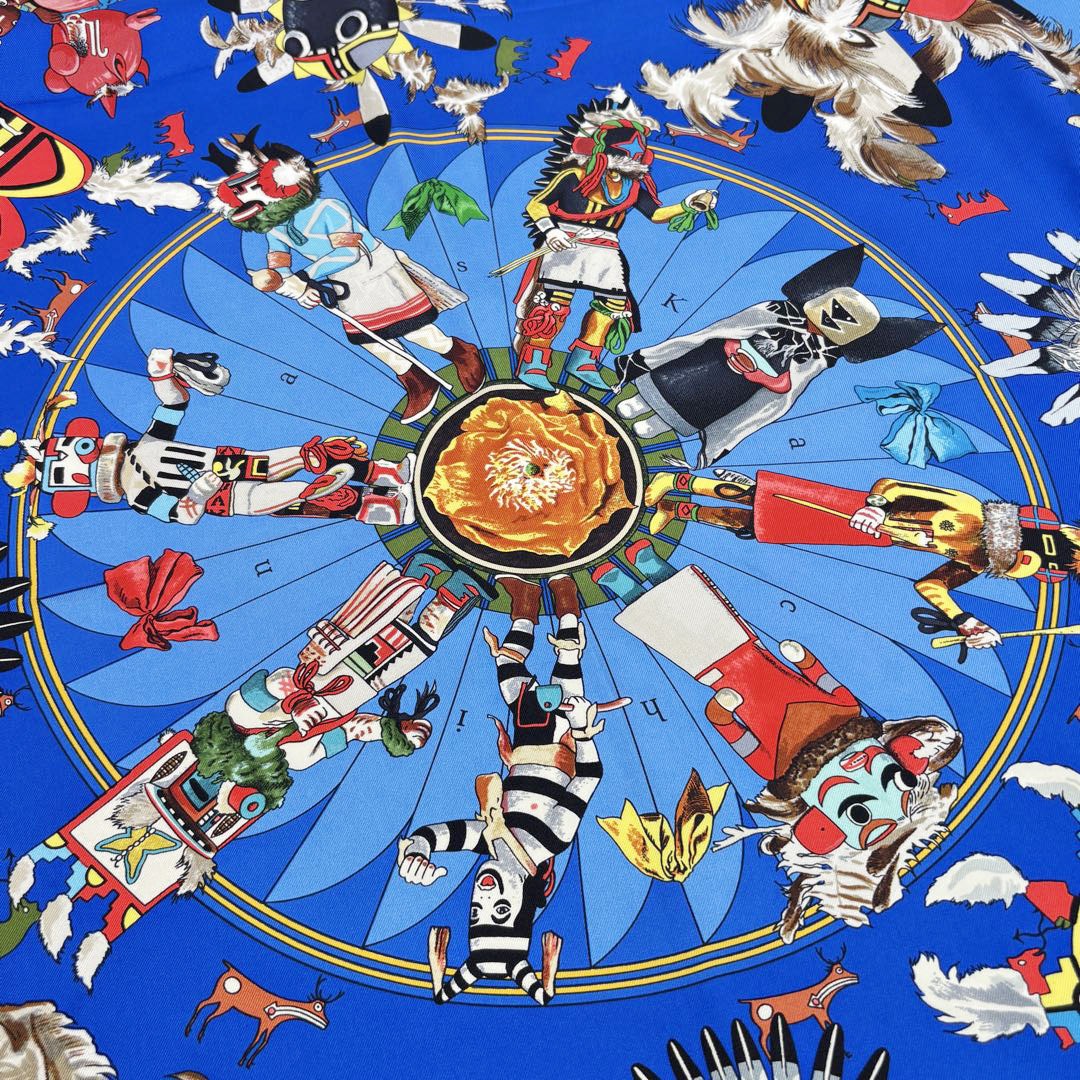 HERMES エルメス スカーフ カレ90 『Kachinas (カチナ民族)』 シルク