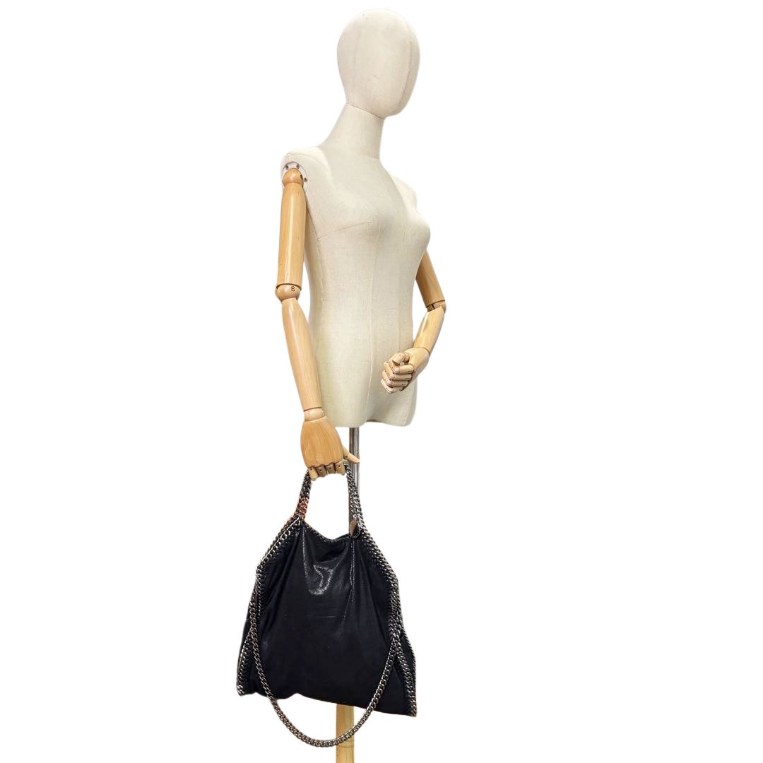 STELLA McCARTNEY ステラマッカートニー ファラベラ フォールドオーバー トートバッグ ブラック/ガンメタ 495151