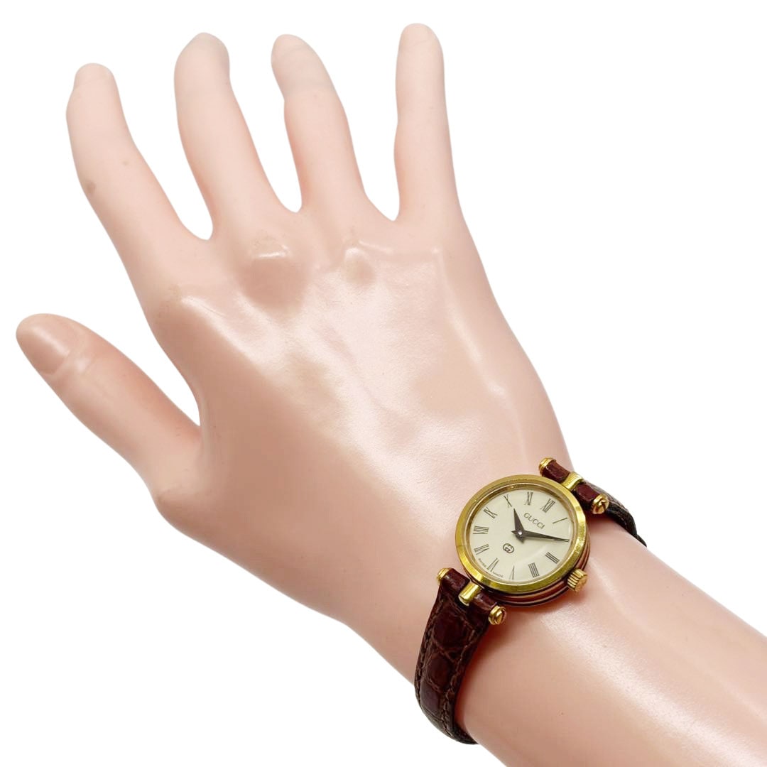 GUCCI グッチ レディース腕時計 QZ シェリーライン GP/レザー ゴールド