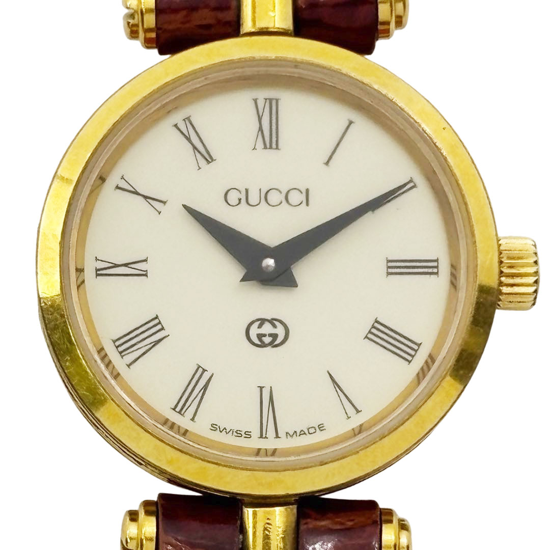 GUCCI グッチ レディース腕時計 QZ シェリーライン GP/レザー ゴールド