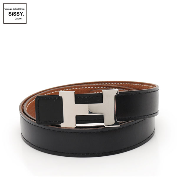 ■エルメス■ Hベルト ミニコンスタンス リバーシブル ボックスカーフ トゴ ブラック ブラウン □K刻印 シルバー金具 【HERMES】
