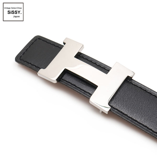■エルメス■ Hベルト ミニコンスタンス リバーシブル ボックスカーフ トゴ ブラック ブラウン □K刻印 シルバー金具 【HERMES】