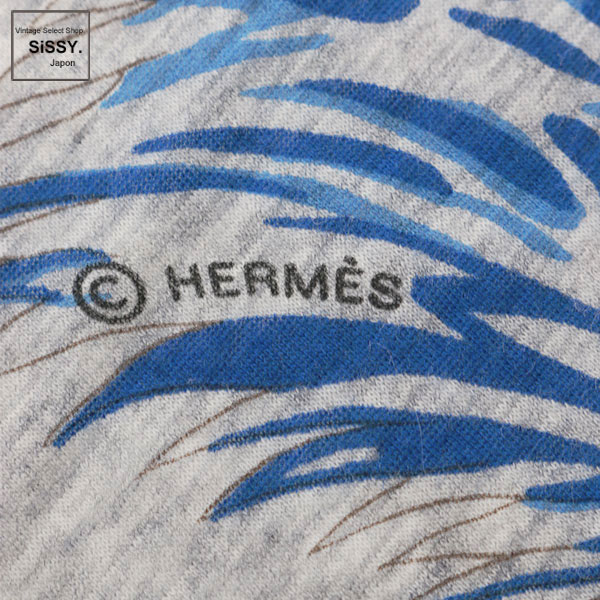 ■エルメス■ カレ CARRE TEE-SHIRT GREY GUEPARDS スカーフ レオパード柄 コットン グレー ブルー イエロー 【HERMES】