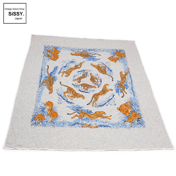 ■エルメス■ カレ CARRE TEE-SHIRT GREY GUEPARDS スカーフ レオパード柄 コットン グレー ブルー イエロー 【HERMES】