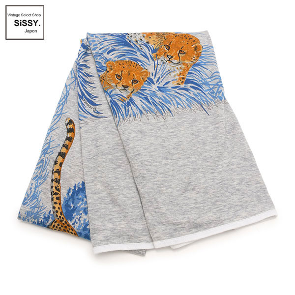 ■エルメス■ カレ CARRE TEE-SHIRT GREY GUEPARDS スカーフ レオパード柄 コットン グレー ブルー イエロー 【HERMES】