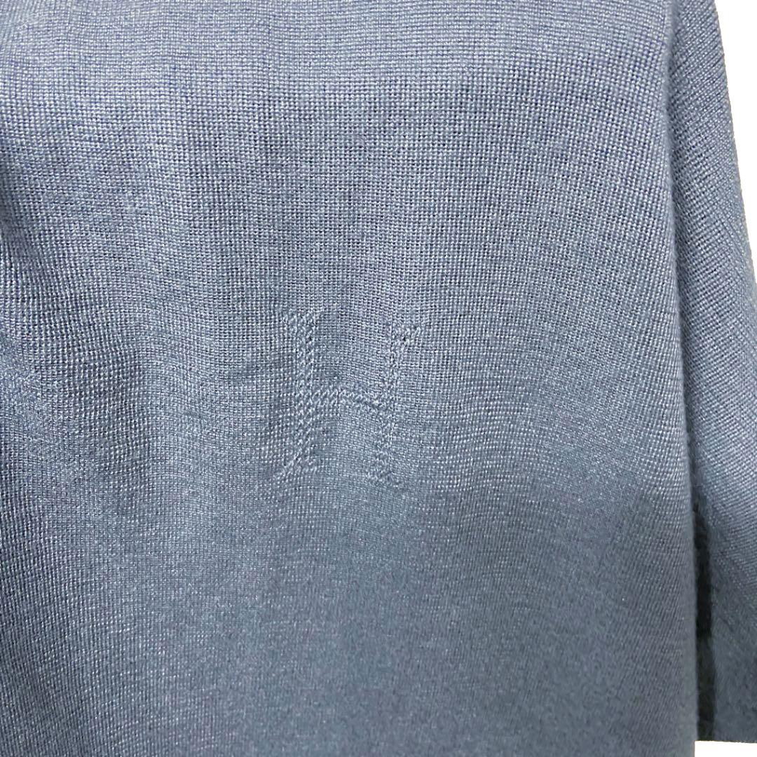 HERMES エルメス ストール ショール カシミア シルク グレーネイビー系