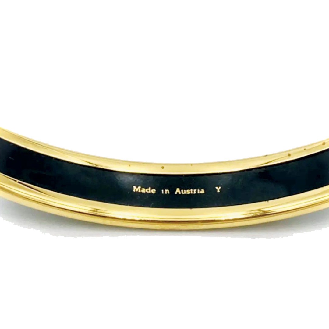 【エルメス】エマイユＰＭ　ゴールド　バングル　ロゴリボン柄　レディース エルメス】エマイユPM ゴールド バングル ロゴリボン柄 レディース