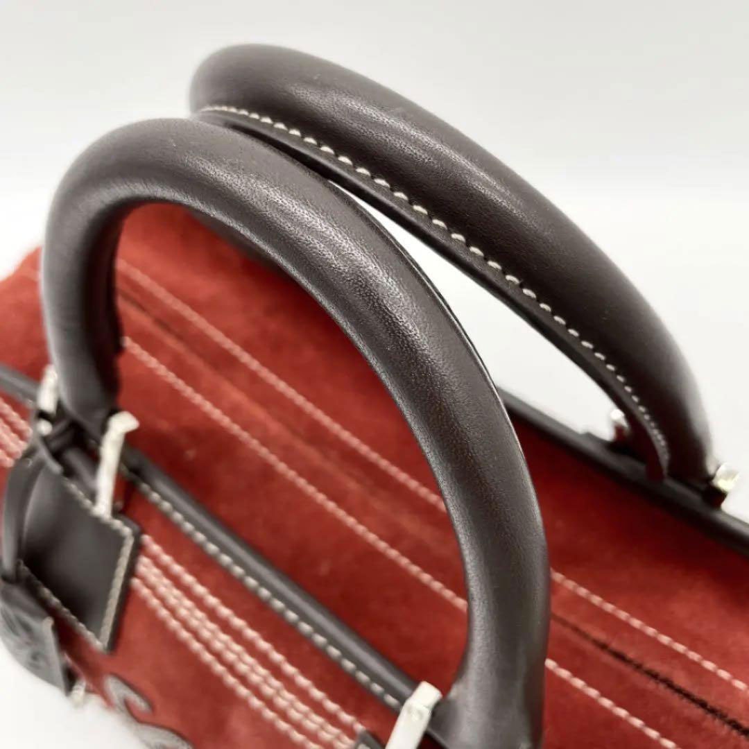 LOEWE ロエベ ハンドバッグ アマソナ28 スエード 赤茶系 ダーク