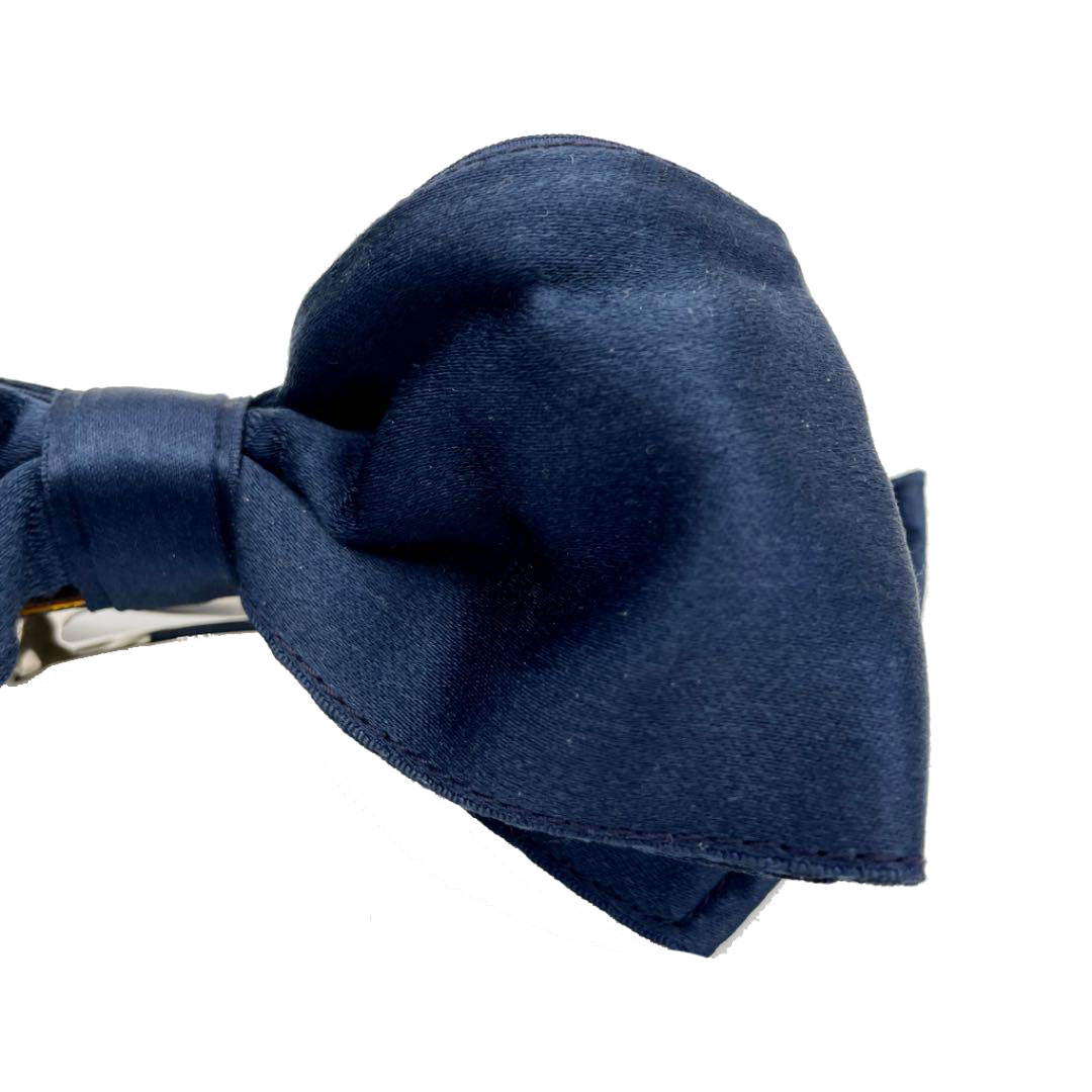 CHANEL シャネル リボンバレッタ シルクサテン ネイビー 針金入り