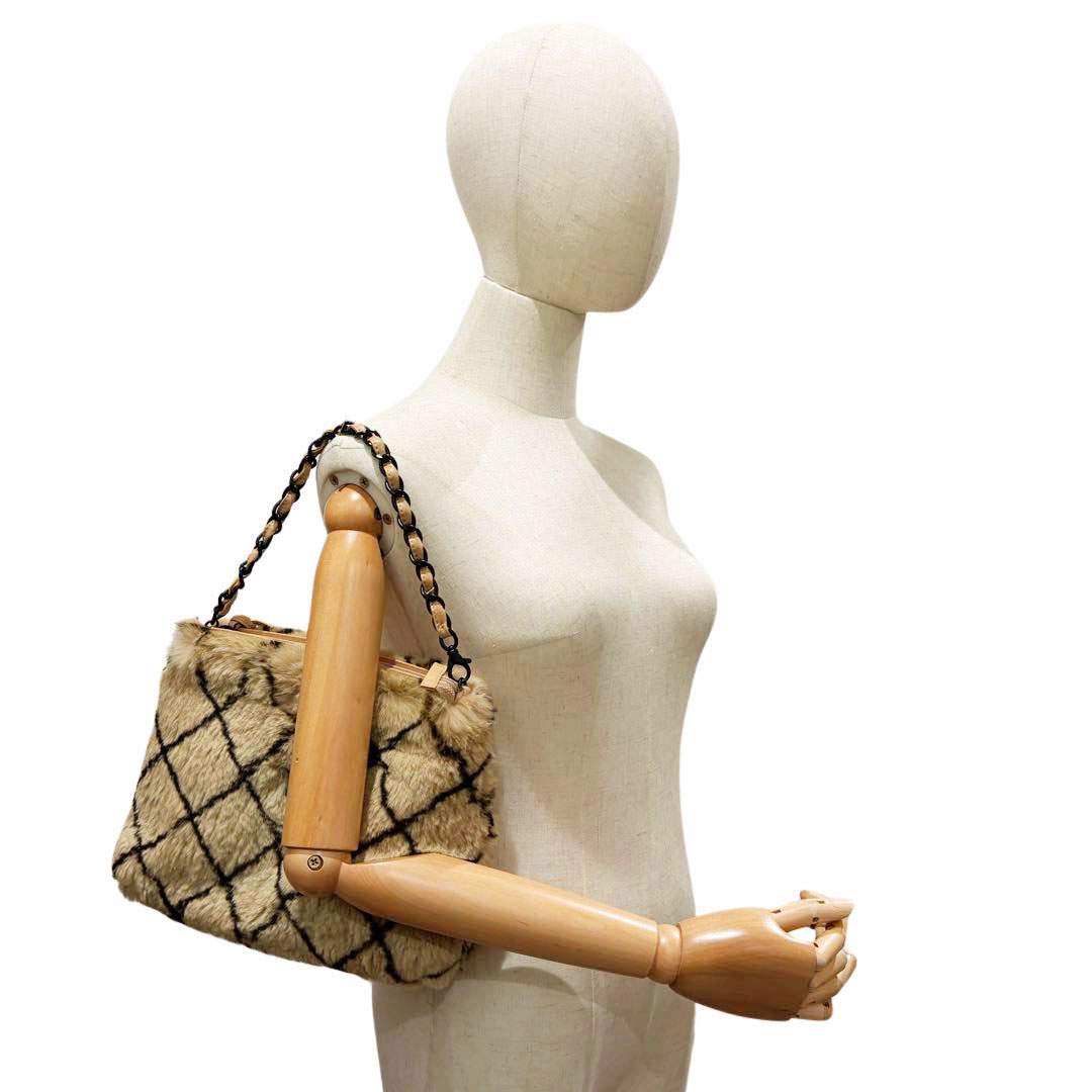 CHANEL シャネル チェーンショルダーバッグ ラパンファー ブラウン 6