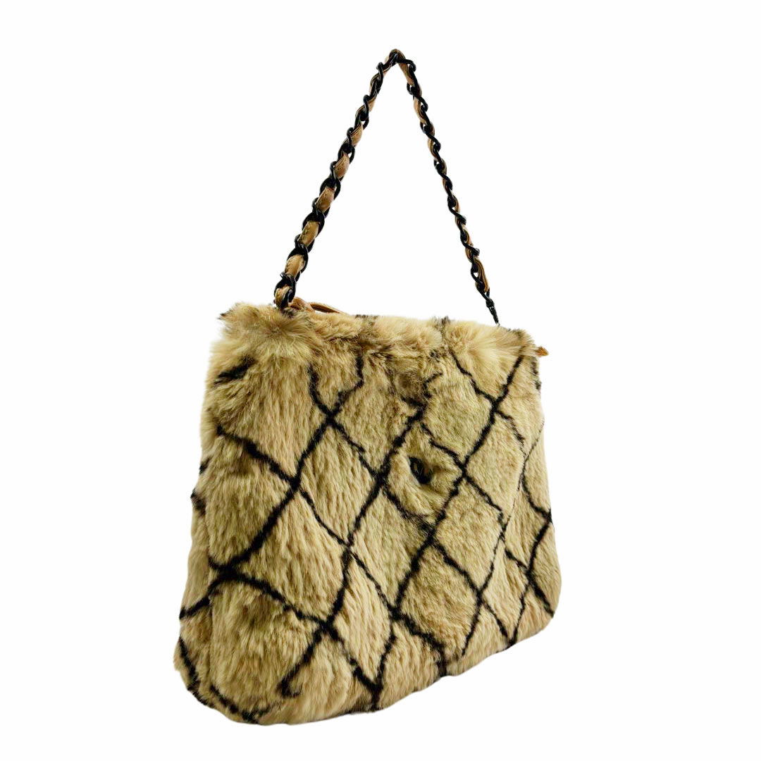 CHANEL シャネル チェーンショルダーバッグ ラパンファー ブラウン 6番台