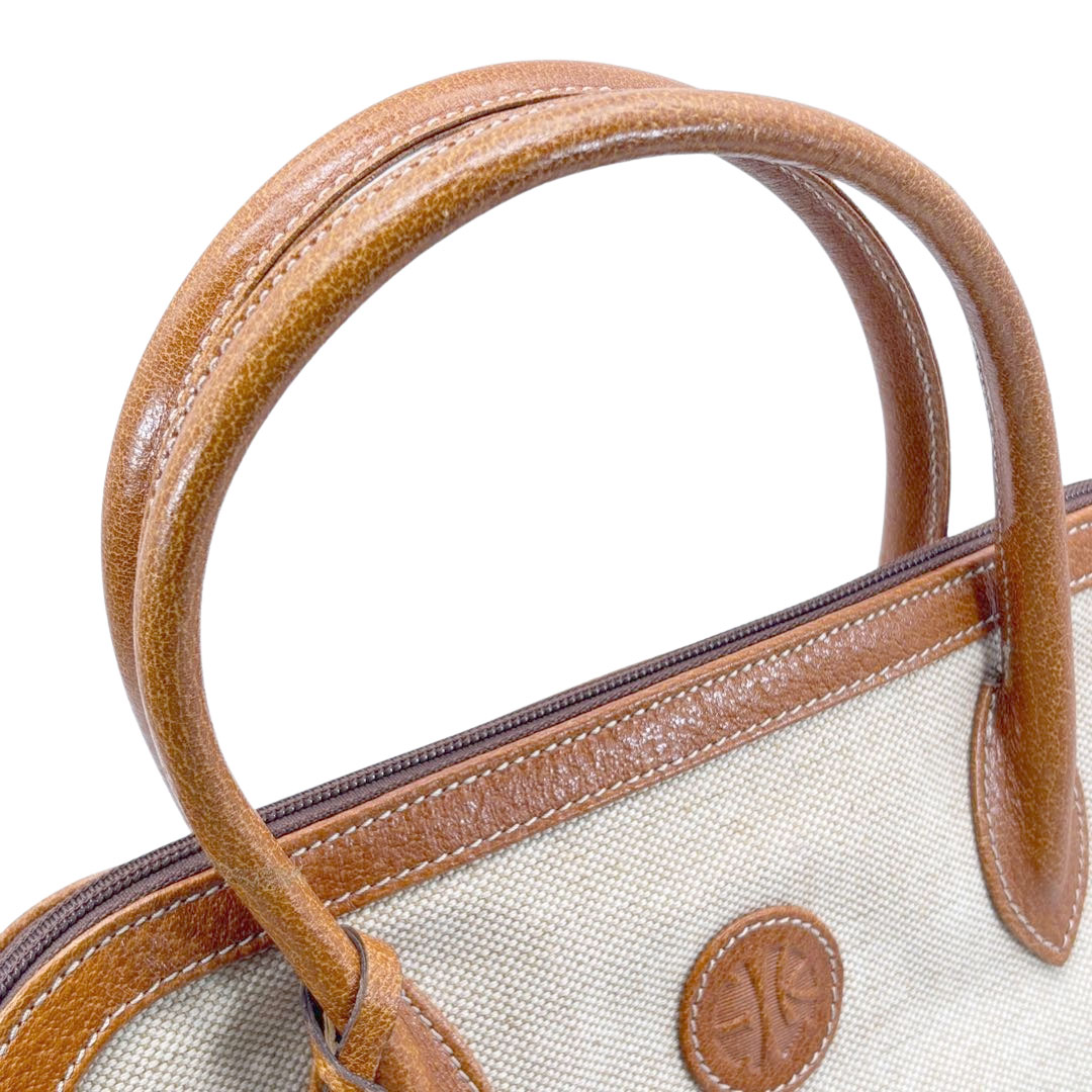 ENRIQUE LOEWE KNAPPE エンリケロエベナッペ ハンドバッグ キャンバス/レザー ベージュ/ライトブラウン