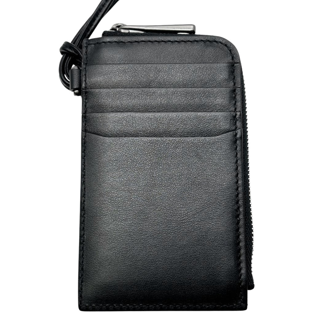 MONCLER モンクレール DOUDOUNE FLAT CARD HOLDER カードホルダー カードケース レザー ブラック/ガンメタ金具 2025SS