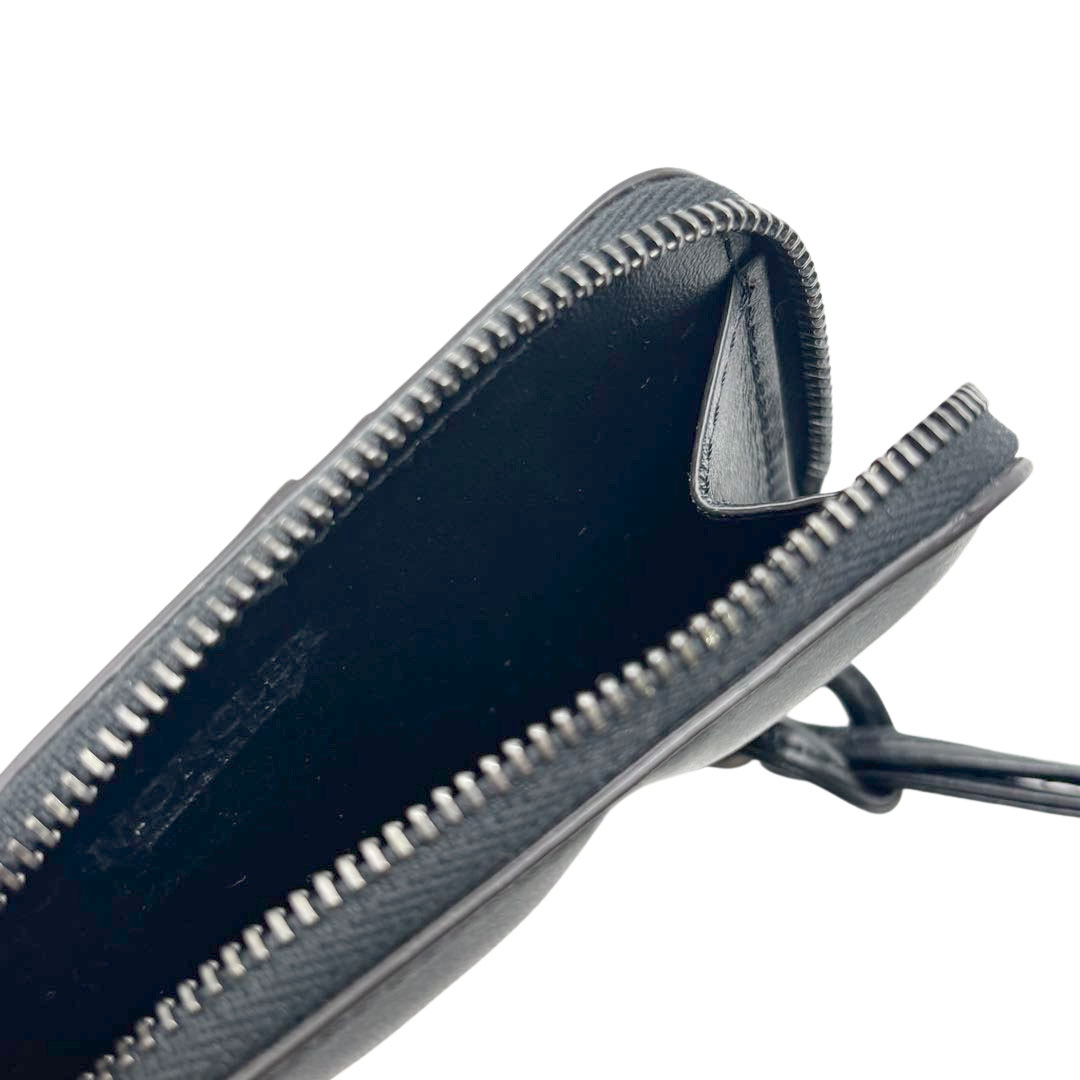 MONCLER モンクレール DOUDOUNE FLAT CARD HOLDER カードホルダー カードケース レザー ブラック/ガンメタ金具 2025SS