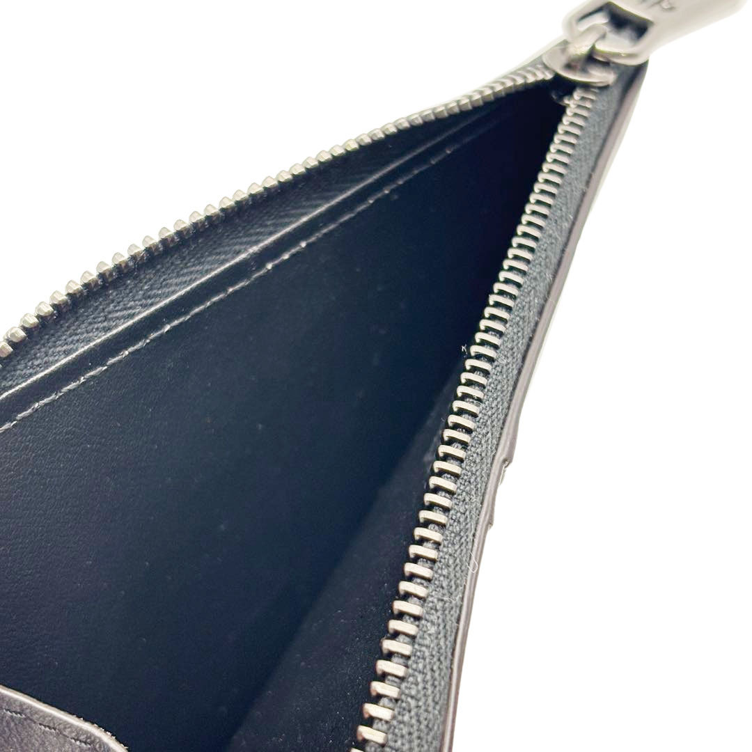 MONCLER モンクレール DOUDOUNE FLAT CARD HOLDER カードホルダー カードケース レザー ブラック/ガンメタ金具 2025SS