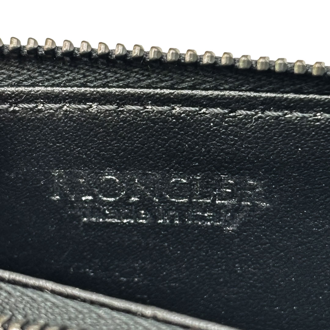MONCLER モンクレール DOUDOUNE FLAT CARD HOLDER カードホルダー カードケース レザー ブラック/ガンメタ金具 2025SS
