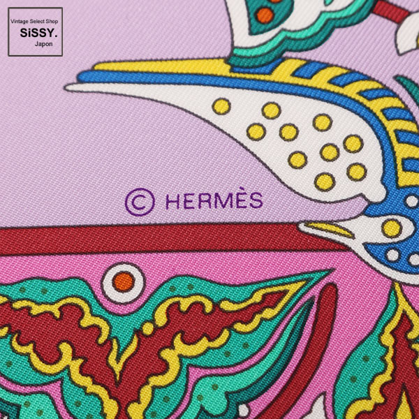 ■エルメス■ カレ90 スカーフ「CIELS BYZANTINS」シルク ピンク パープル イエロー マルチカラー 【HERMES】