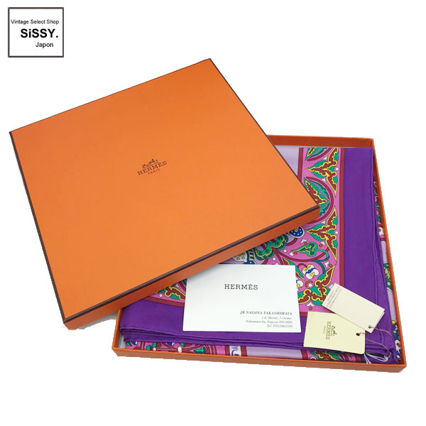■エルメス■ カレ90 スカーフ「CIELS BYZANTINS」シルク ピンク パープル イエロー マルチカラー 【HERMES】