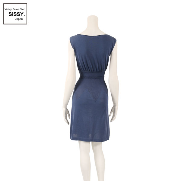 ■シャネル■ ココボタン ニットワンピース コットン ネイビー 34(XS) 【CHANEL】