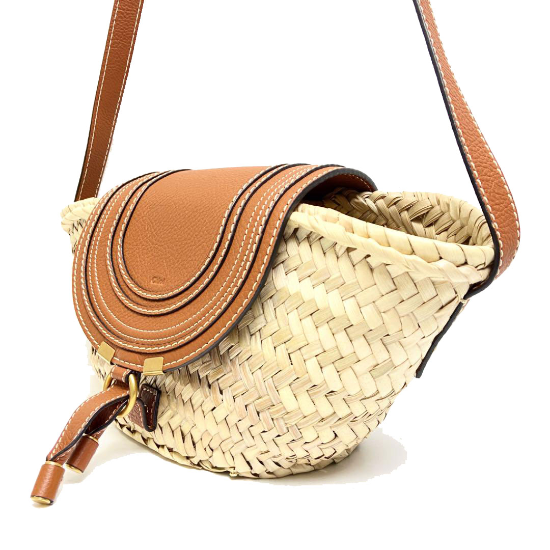 Chloé かごバッグ ナチュラル×ブラウン Chloe クロエ マーシー かご