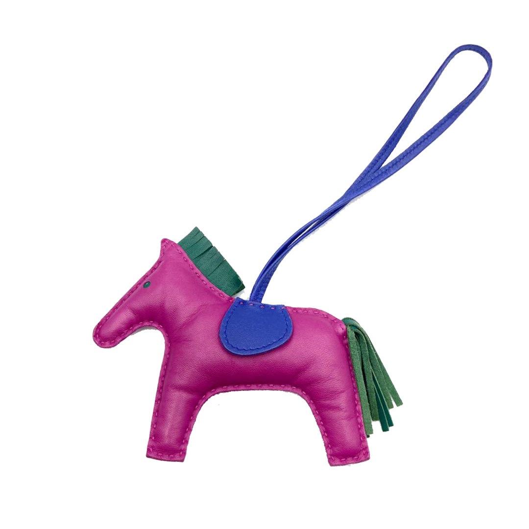 HERMES エルメス バッグチャーム ロデオMM アニューミロ ローズパープル ブルーエレクトリック マラカイト A刻印（2017年頃製造）