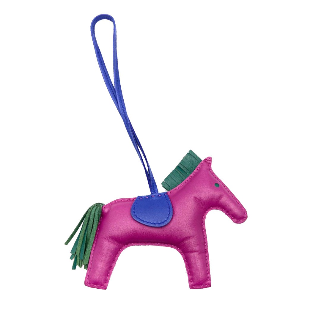 HERMES エルメス バッグチャーム ロデオMM アニューミロ ローズパープル ブルーエレクトリック マラカイト A刻印（2017年頃製造）