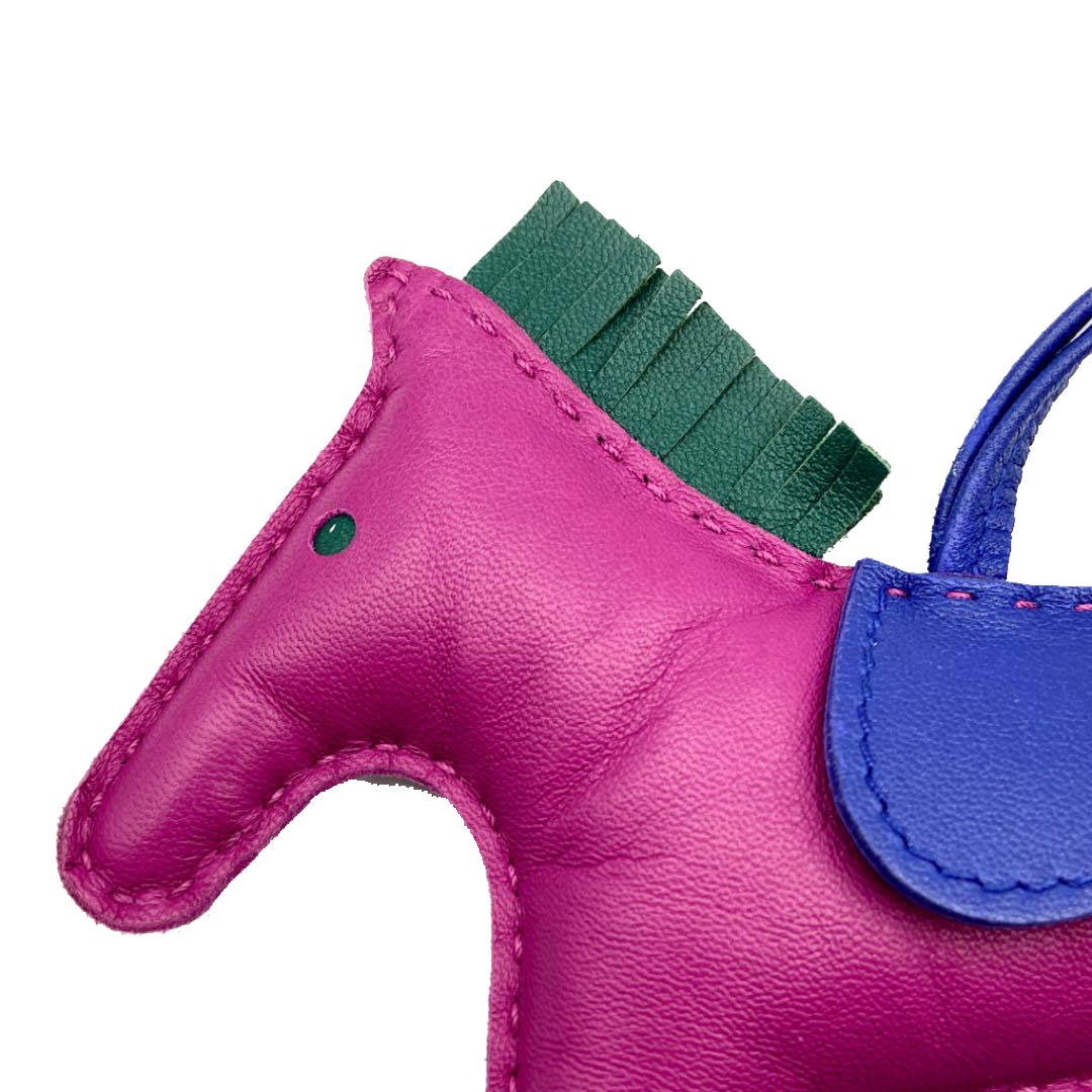 HERMES エルメス バッグチャーム ロデオMM アニューミロ ローズパープル ブルーエレクトリック マラカイト A刻印（2017年頃製造）