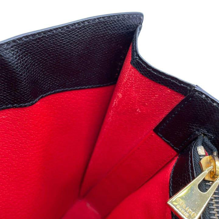 CELINE セリーヌ ヴィンテージ ワンショルダーバッグ レザー ブラック ゴールド