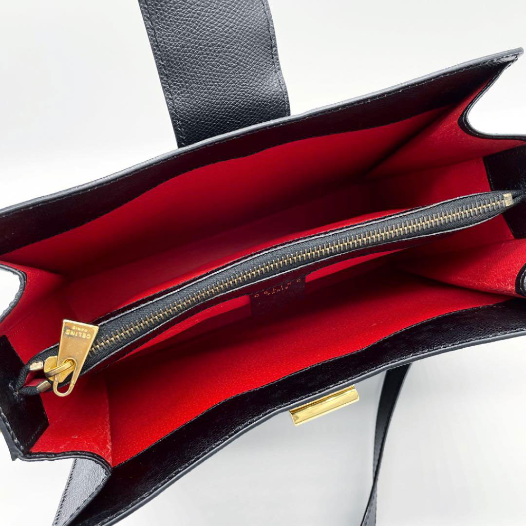 CELINE セリーヌ ヴィンテージ ワンショルダーバッグ レザー ブラック ゴールド