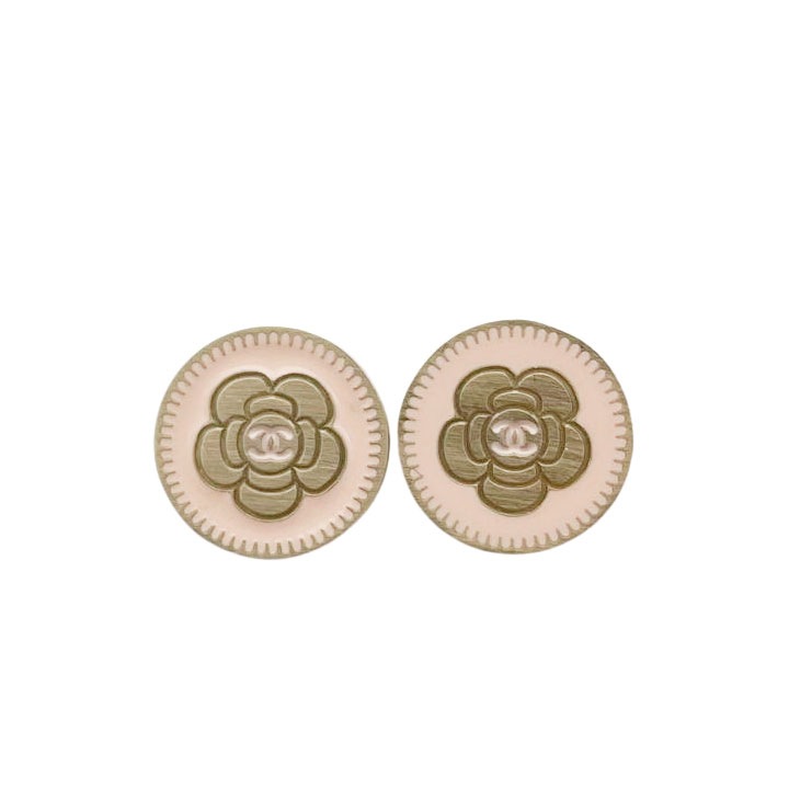 CHANEL シャネル ラウンドピアス カメリア ココマーク ピンク ゴールド
