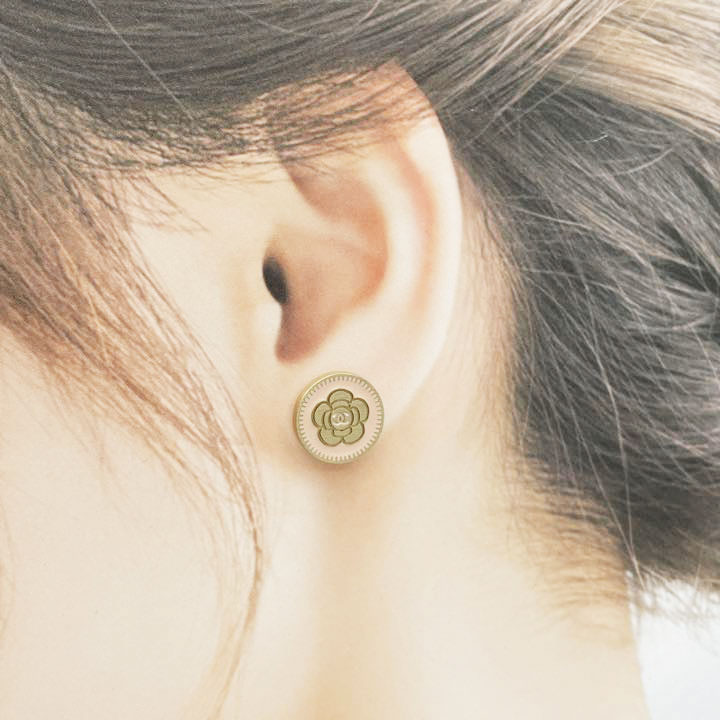 CHANEL シャネル ラウンドピアス カメリア ココマーク ピンク ゴールド 06P