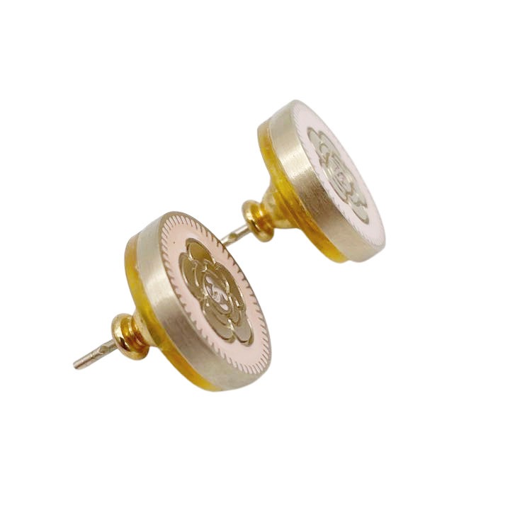 CHANEL シャネル ラウンドピアス カメリア ココマーク ピンク ゴールド 06P