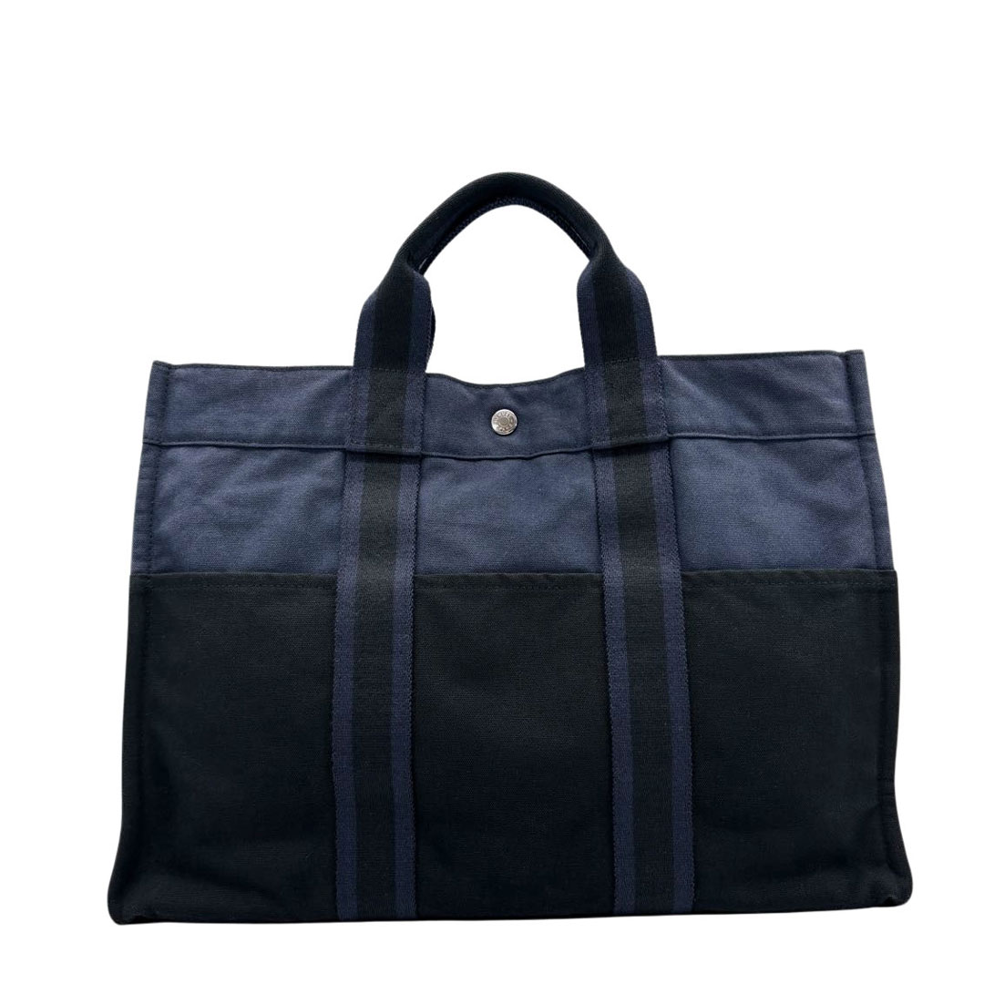 HERMES エルメス トートバッグ フールトゥMM キャンバス ネイビー/ブラック