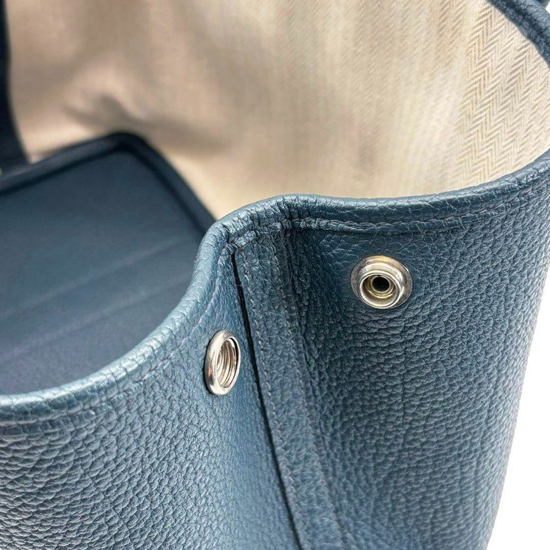 HERMES エルメス トートバッグ ガーデンパーティTPM カントリー ブルーオラージュ □R刻印