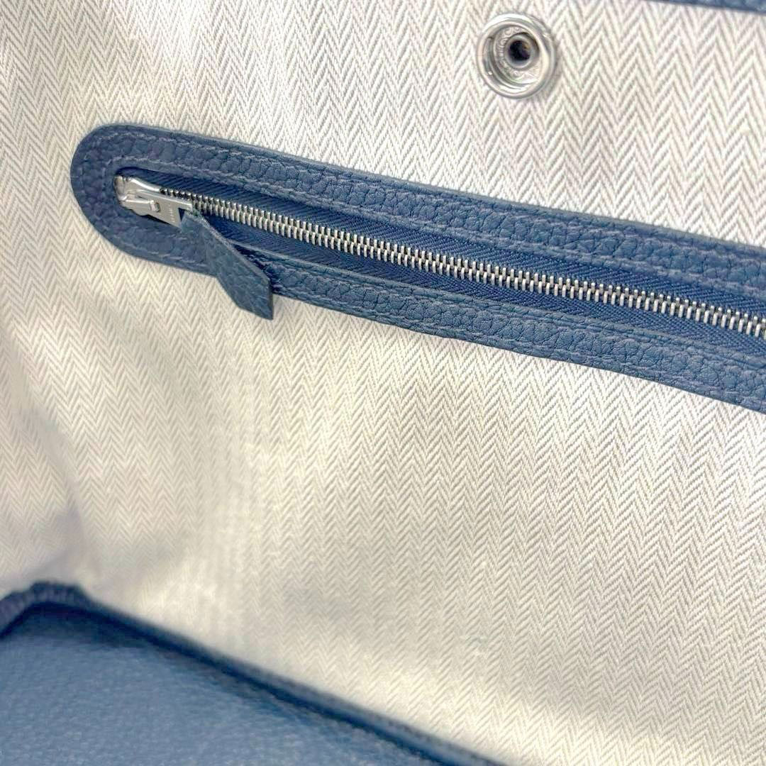 HERMES エルメス トートバッグ ガーデンパーティTPM カントリー ブルーオラージュ □R刻印