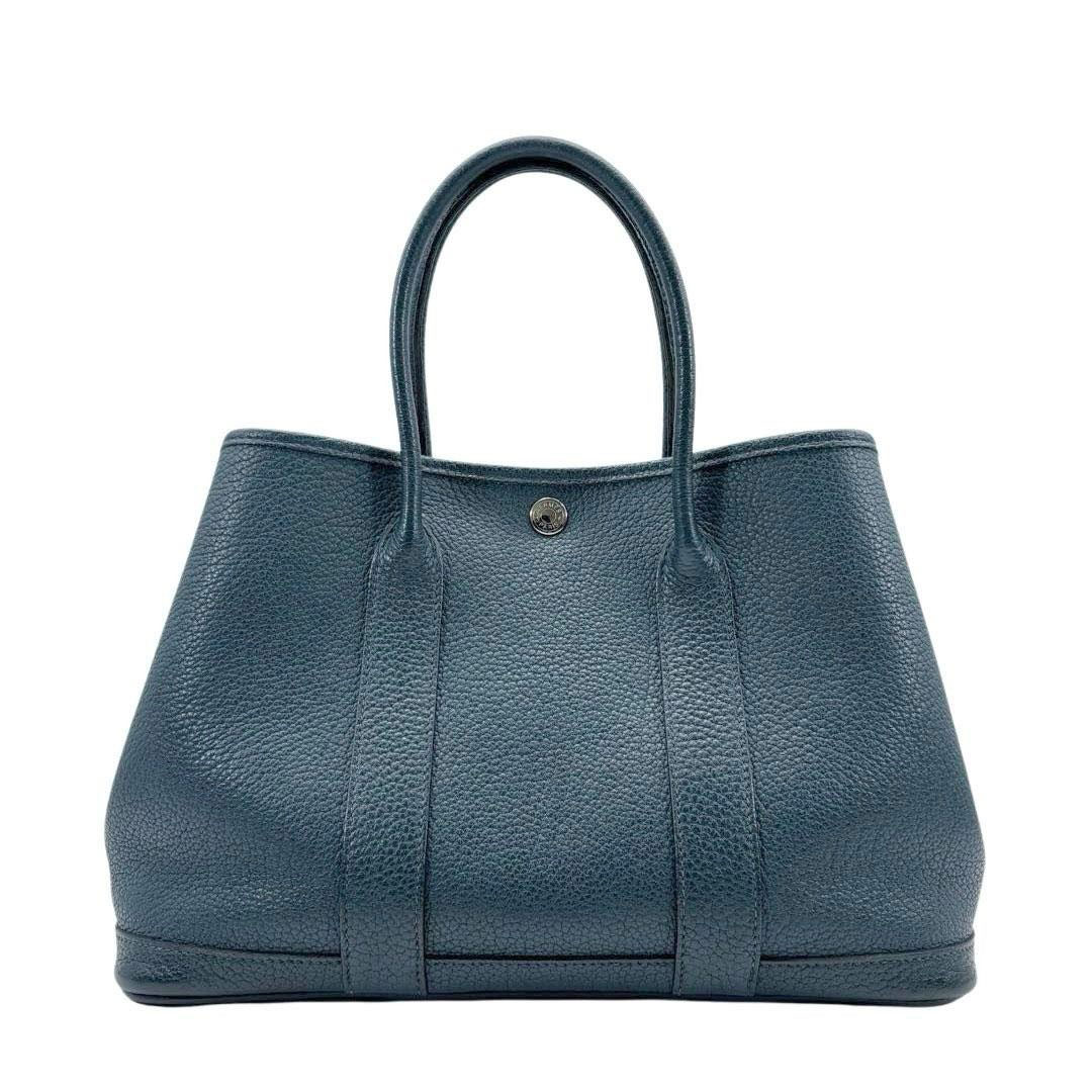 HERMES エルメス トートバッグ ガーデンパーティTPM カントリー ブルーオラージュ □R刻印