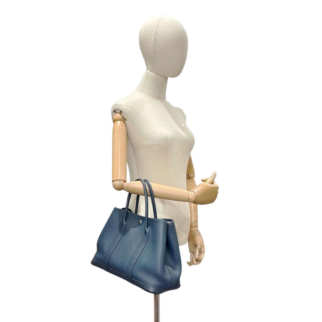 HERMES エルメス トートバッグ ガーデンパーティTPM カントリー ブルーオラージュ □R刻印