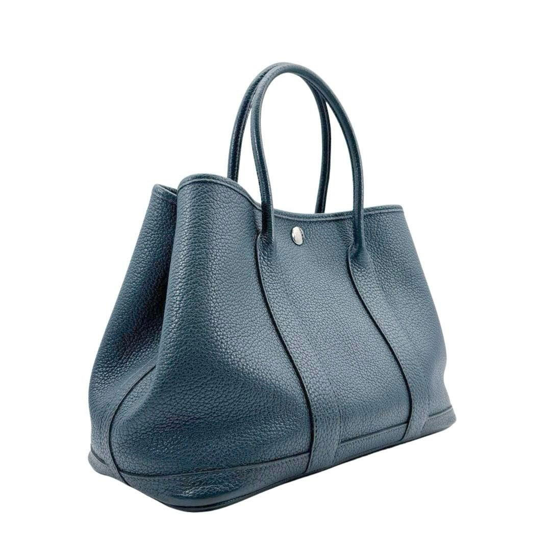 HERMES エルメス トートバッグ ガーデンパーティTPM カントリー ブルーオラージュ □R刻印