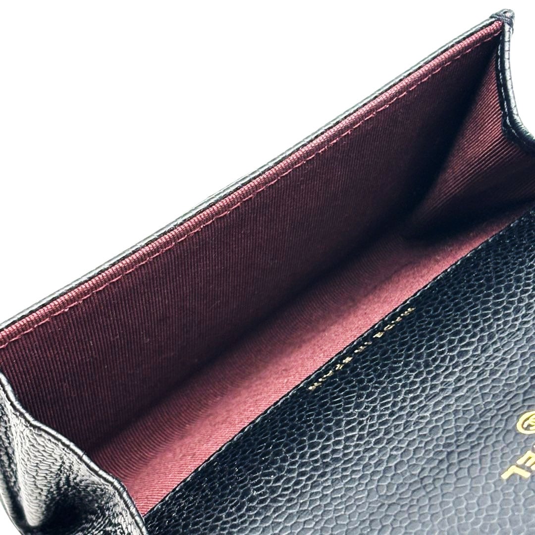 CHANEL シャネル マトラッセ カードケース 名刺入れ キャビアスキン ブラック/ゴールド金具 19番台