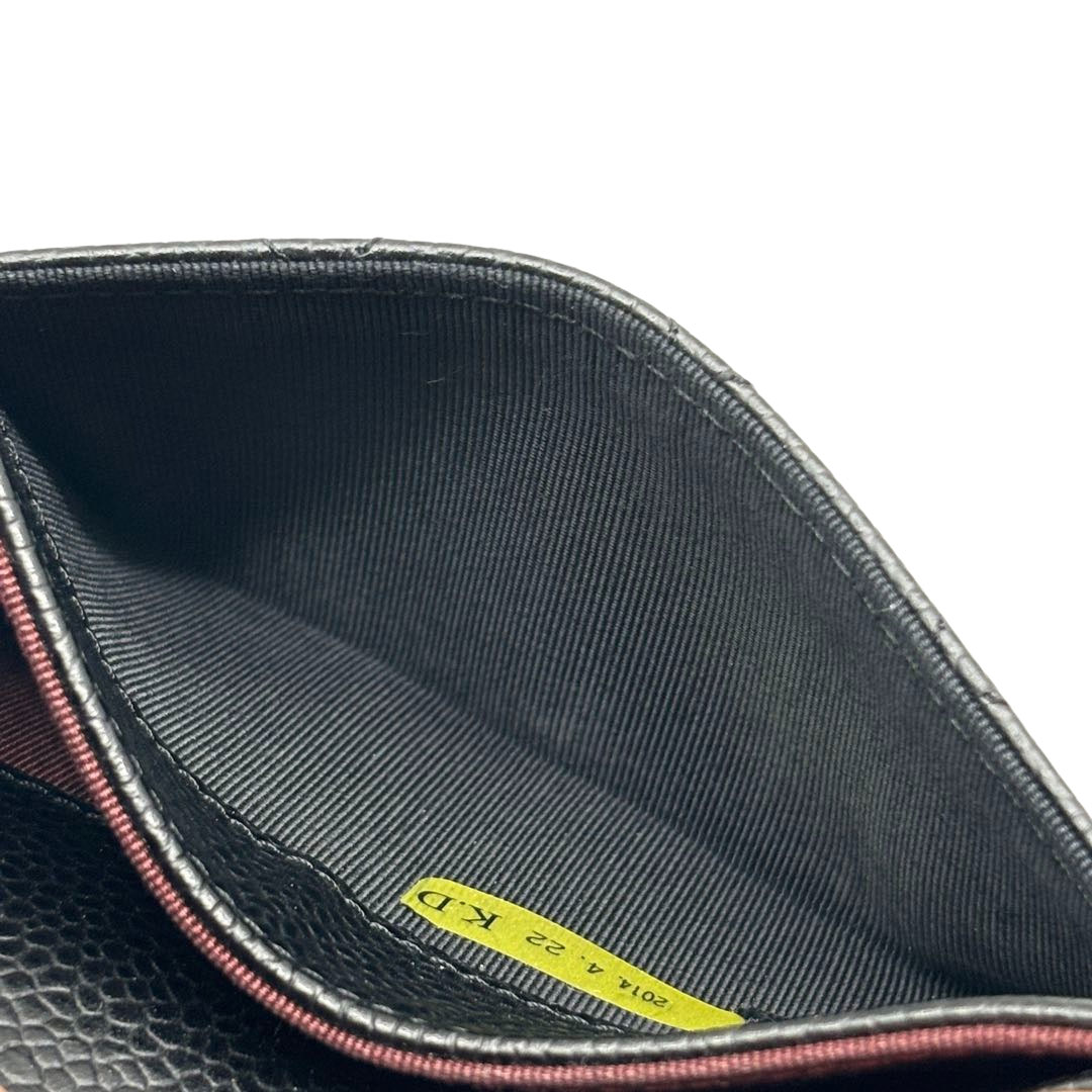 CHANEL シャネル マトラッセ カードケース 名刺入れ キャビアスキン ブラック/ゴールド金具 19番台