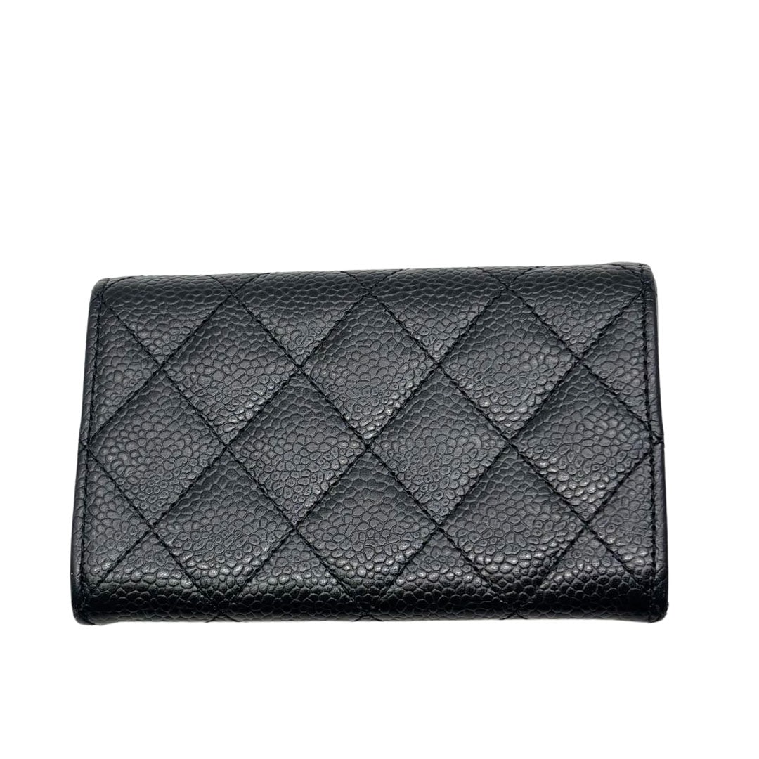 CHANEL シャネル マトラッセ カードケース 名刺入れ キャビアスキン ブラック/ゴールド金具 19番台