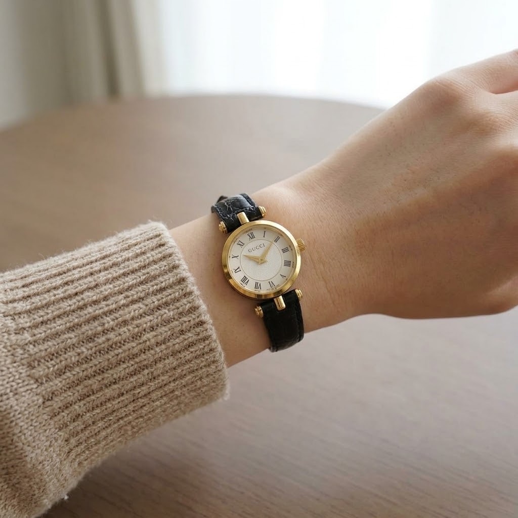 GUCCI グッチ レディース腕時計 QZ シェリーライン 2040L GP/レザー ゴールド/ブラック ヴィンテージ